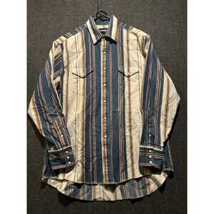 Vintage Wrangler X-Long Tails 16 1/2- 35 L Pearl Snap Men’s Western Shirt Stripe